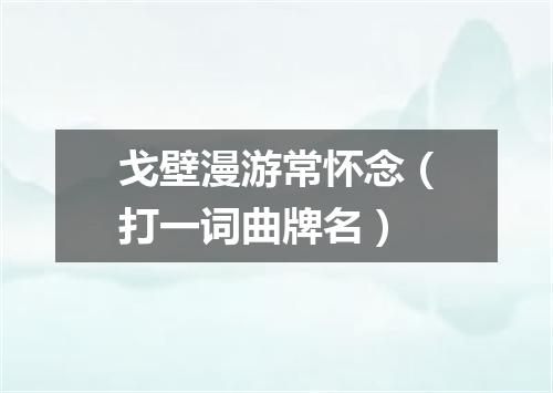 戈壁漫游常怀念（打一词曲牌名）