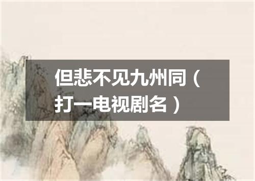 但悲不见九州同（打一电视剧名）