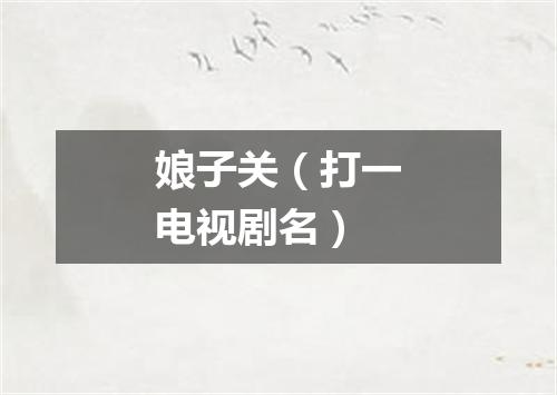 娘子关（打一电视剧名）
