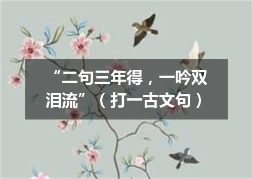 “二句三年得，一吟双泪流”（打一古文句）
