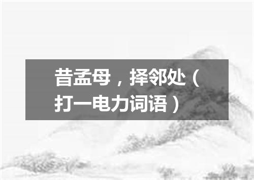 昔孟母，择邻处（打一电力词语）