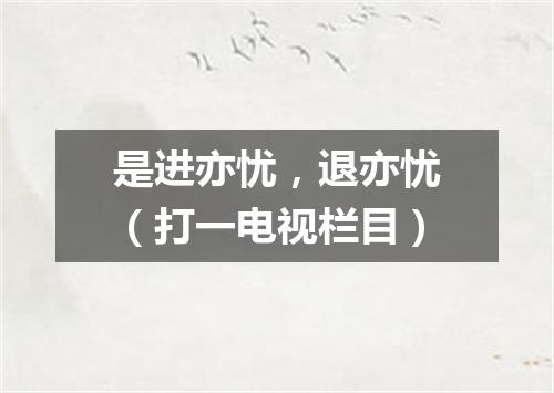 是进亦忧，退亦忧（打一电视栏目）