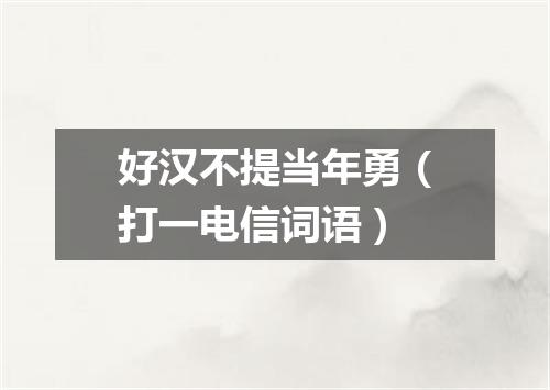 好汉不提当年勇（打一电信词语）