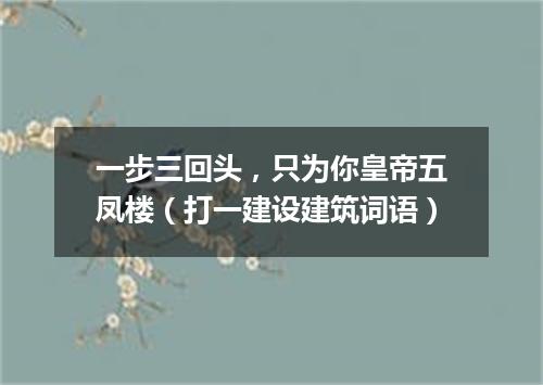 一步三回头，只为你皇帝五凤楼（打一建设建筑词语）