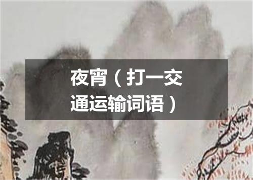 夜宵（打一交通运输词语）