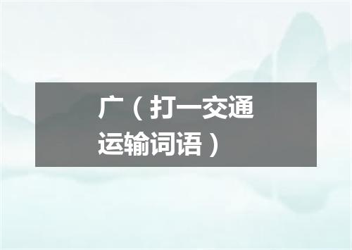广（打一交通运输词语）