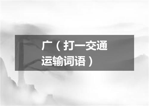 广（打一交通运输词语）
