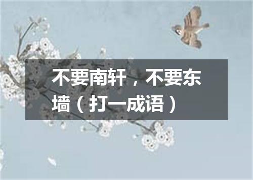 不要南轩，不要东墙（打一成语）
