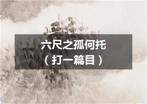 六尺之孤何托（打一篇目）