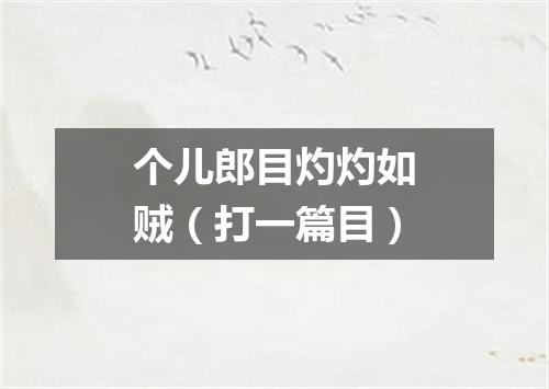 个儿郎目灼灼如贼（打一篇目）