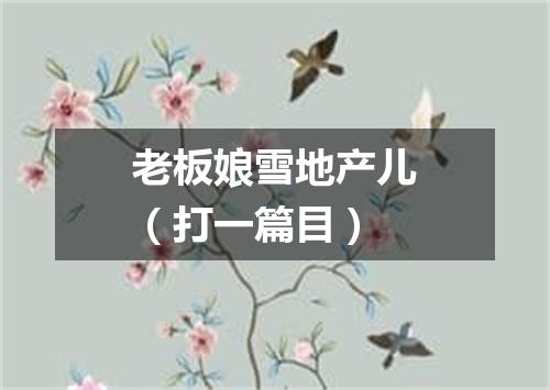 老板娘雪地产儿（打一篇目）