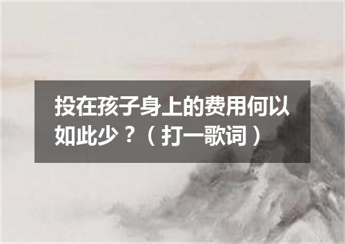 投在孩子身上的费用何以如此少？（打一歌词）