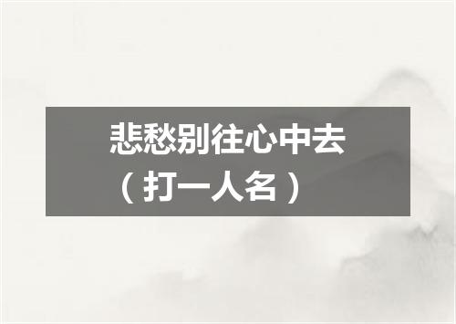 悲愁别往心中去（打一人名）