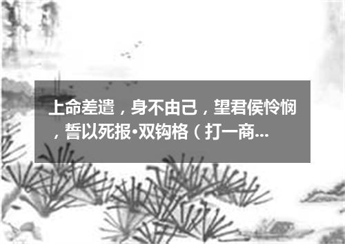上命差遣，身不由己，望君侯怜悯，誓以死报·双钩格（打一商业词语）