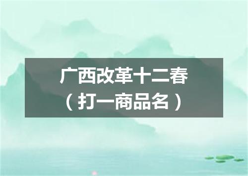 广西改革十二春（打一商品名）