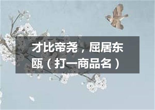 才比帝尧，屈居东瓯（打一商品名）