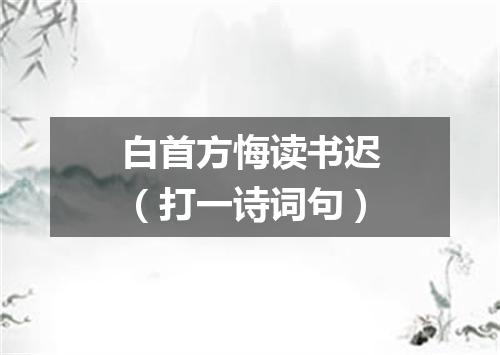 白首方悔读书迟（打一诗词句）