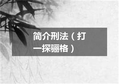 简介刑法（打一探骊格）