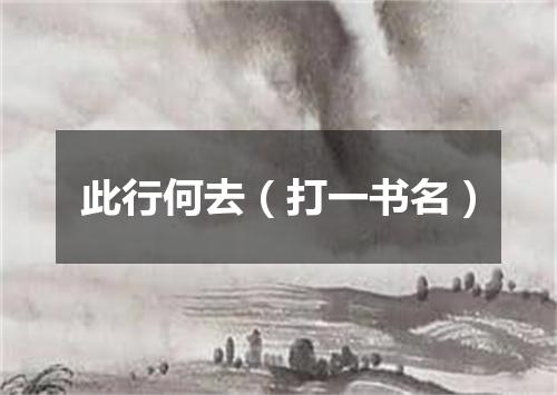 此行何去（打一书名）
