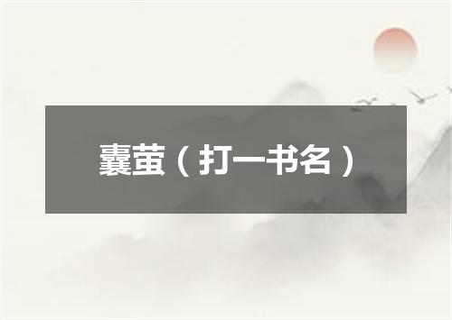 囊萤（打一书名）