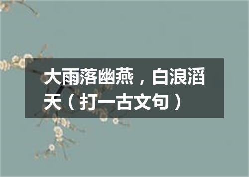 大雨落幽燕，白浪滔天（打一古文句）