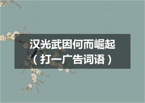 汉光武因何而崛起（打一广告词语）