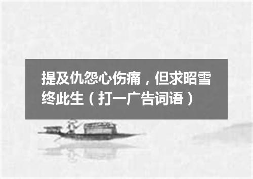 提及仇怨心伤痛，但求昭雪终此生（打一广告词语）