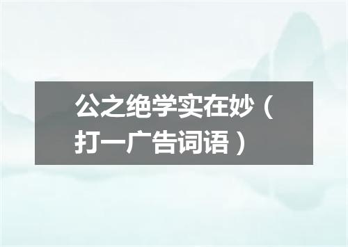 公之绝学实在妙（打一广告词语）