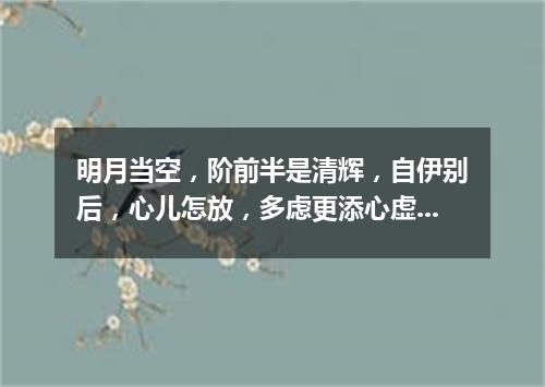 明月当空，阶前半是清辉，自伊别后，心儿怎放，多虑更添心虚（打一新词语）