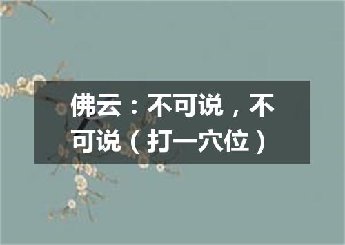 佛云：不可说，不可说（打一穴位）