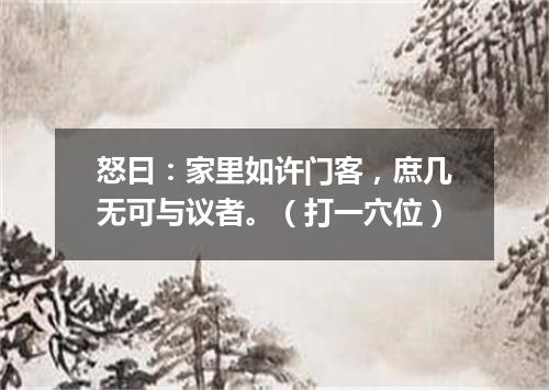 怒曰：家里如许门客，庶几无可与议者。（打一穴位）