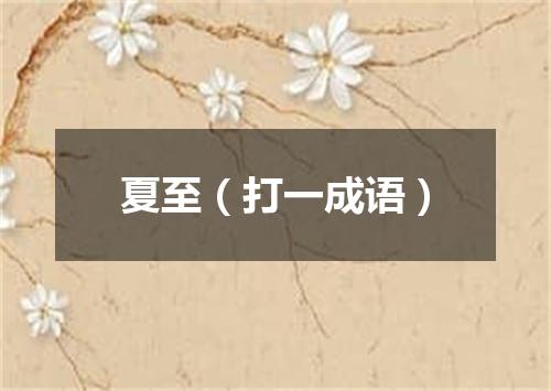 夏至（打一成语）