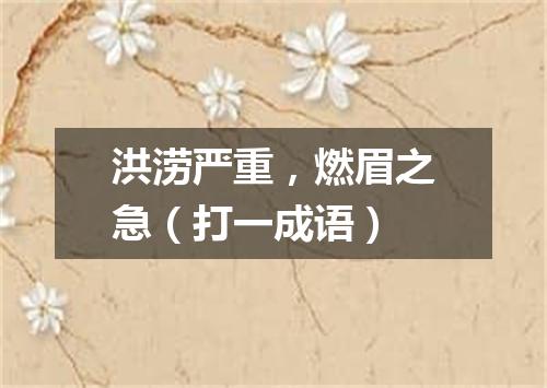 洪涝严重，燃眉之急（打一成语）