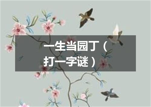 一生当园丁（打一字谜）