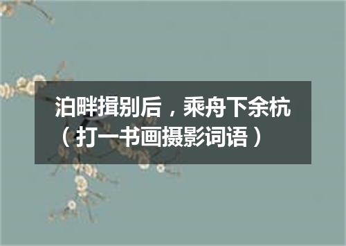 泊畔揖别后，乘舟下余杭（打一书画摄影词语）