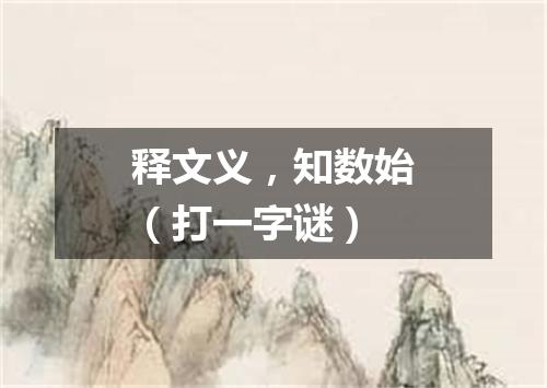 释文义，知数始（打一字谜）