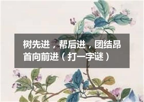 树先进，帮后进，团结昂首向前进（打一字谜）