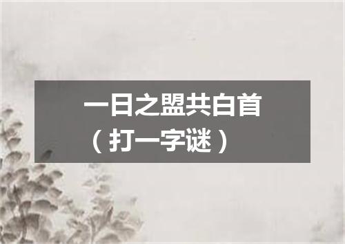 一日之盟共白首（打一字谜）
