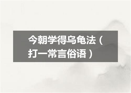 今朝学得乌龟法（打一常言俗语）