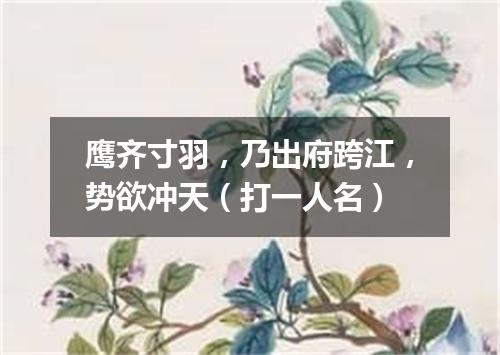鹰齐寸羽，乃出府跨江，势欲冲天（打一人名）