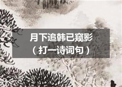 月下追韩已窥影（打一诗词句）