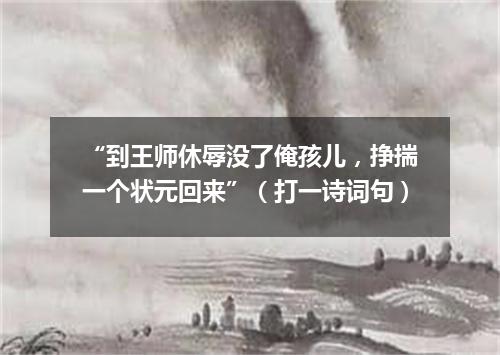 “到王师休辱没了俺孩儿，挣揣一个状元回来”（打一诗词句）