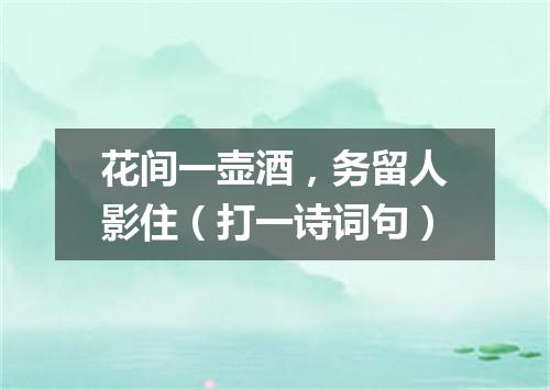 花间一壶酒，务留人影住（打一诗词句）