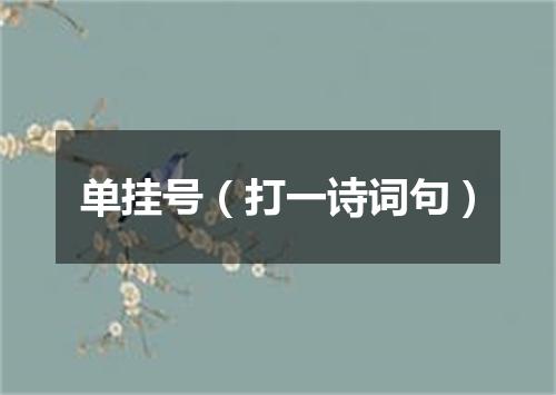 单挂号（打一诗词句）