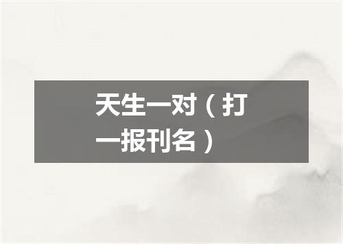 天生一对（打一报刊名）