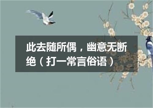 此去随所偶，幽意无断绝（打一常言俗语）