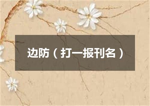 边防（打一报刊名）