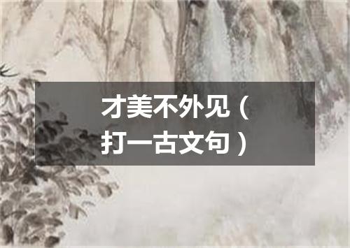 才美不外见（打一古文句）