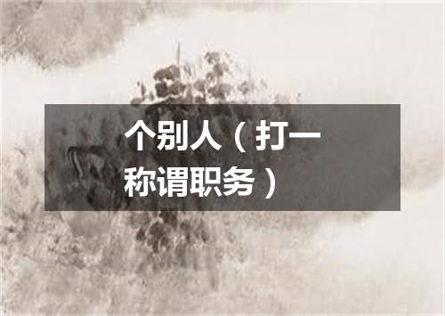 个别人（打一称谓职务）