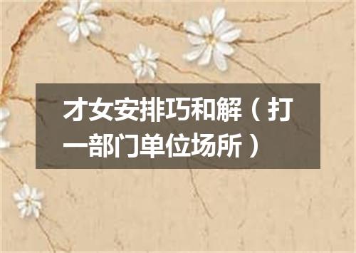 才女安排巧和解（打一部门单位场所）